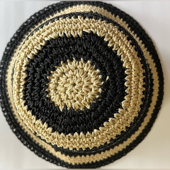 NEW SONOMA Tan with Black Stripes Adjustable Packable Sun Hat - Picture 3 of 7